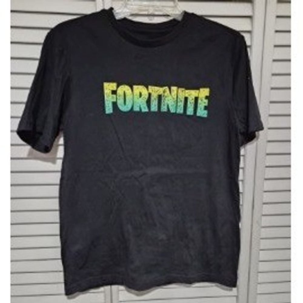 Fortnite Boys Black Short Sleeve Graphic T-Shirt Logo Gaming Tee XL 14/16